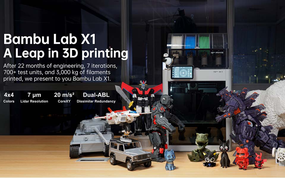 Bambu Lab X1 CoreXY Color 3D Printer with Lidar and AI