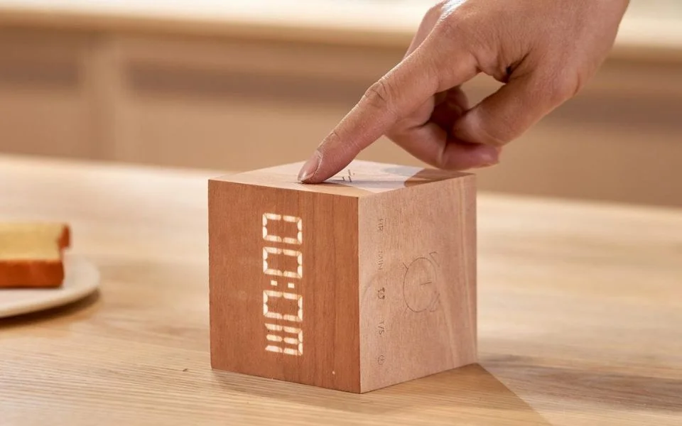 Gingko Cube Plus Clock on desk with style and functionality