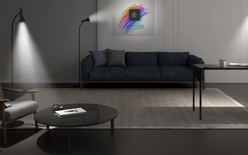 Wyze Smart Floor Lamp illuminated in a room setting