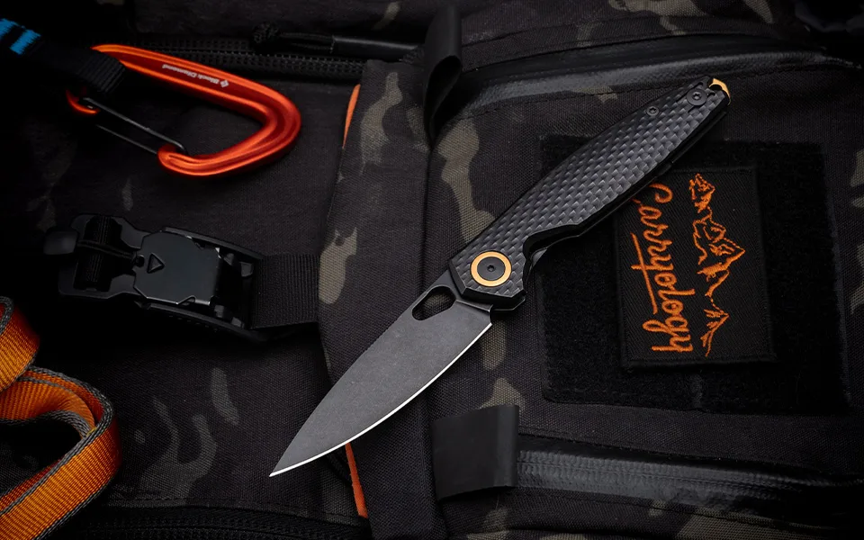 GiantMouse ACE REO Black and Brass Knife